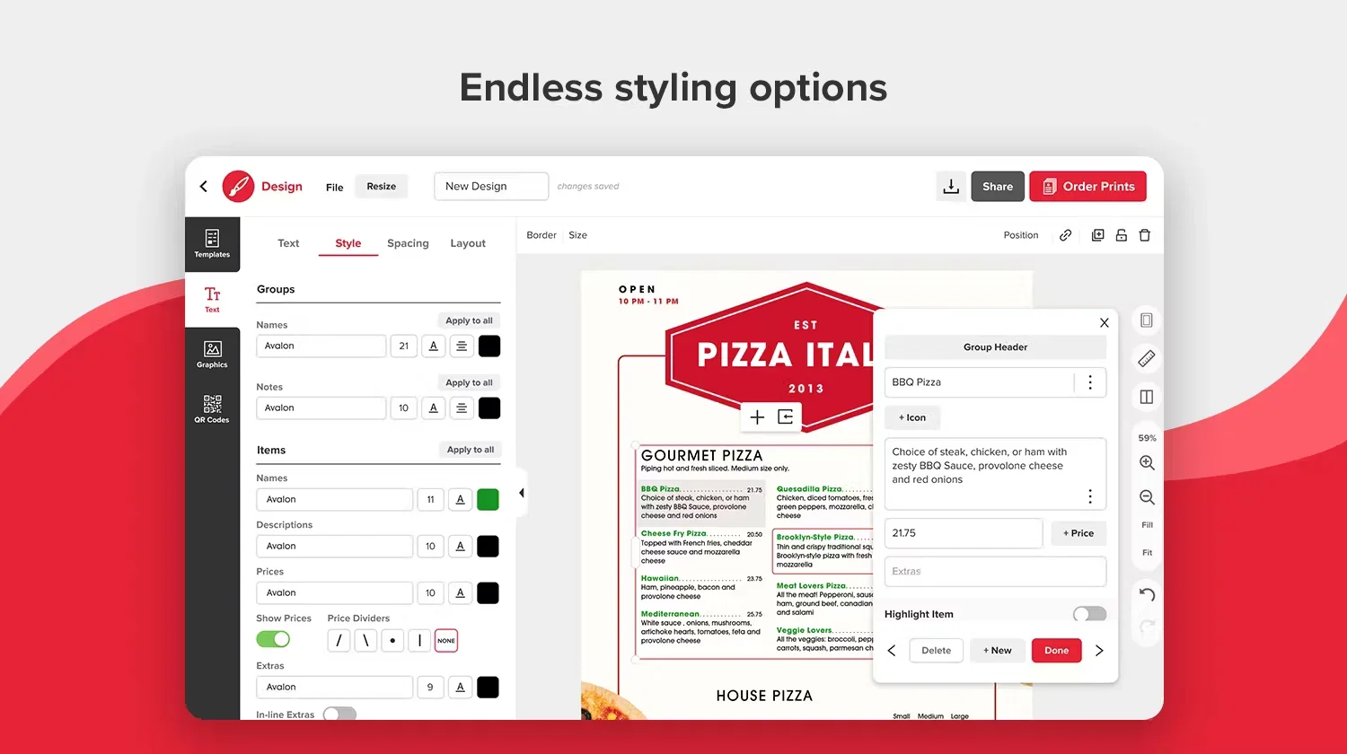 MustHaveMenus menu making app screenshot