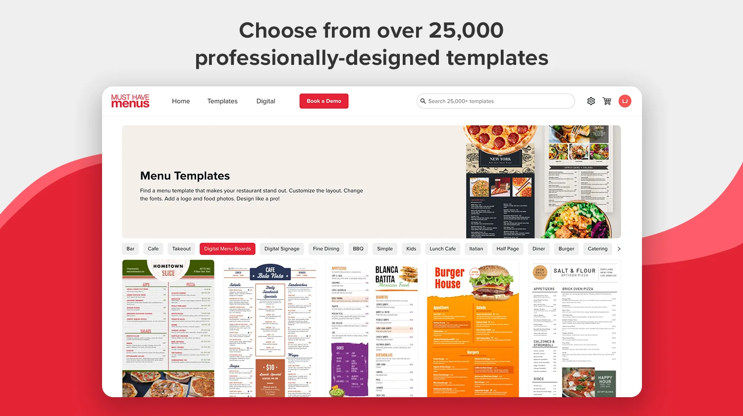 MustHaveMenus menu making app screenshot