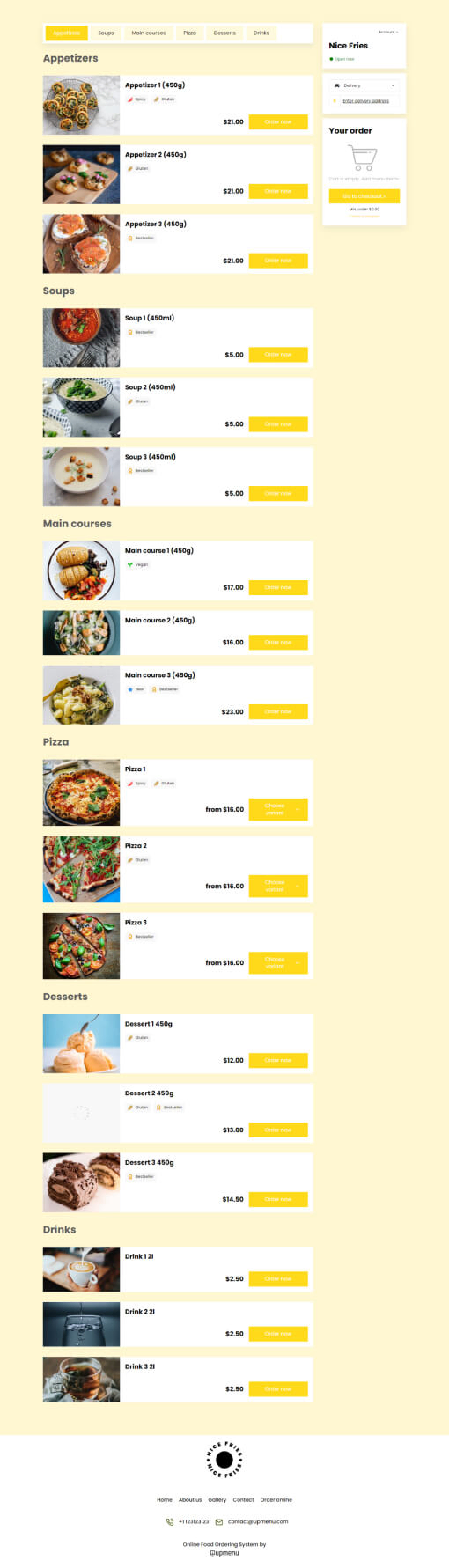 Nice Fries Menu template