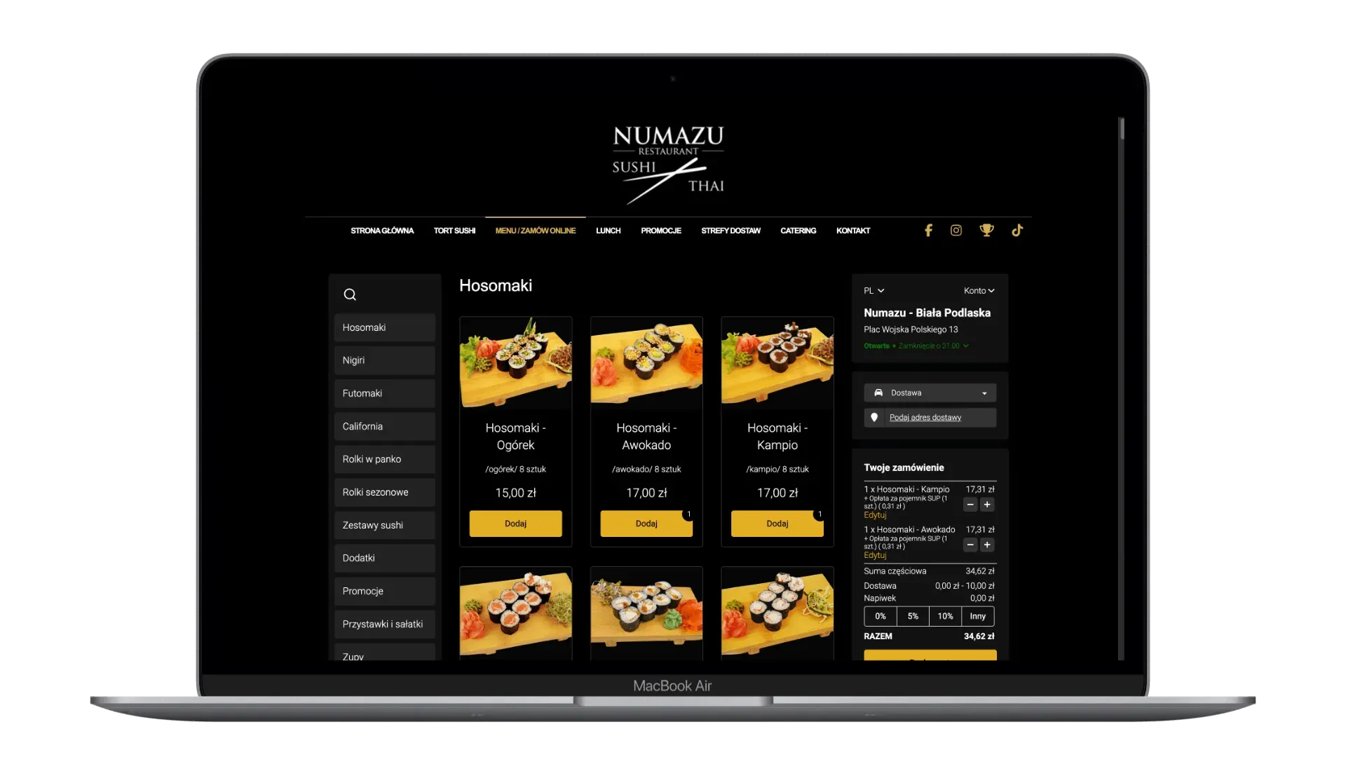 Numazu Sushi - strona internetowa z zamówieniami online