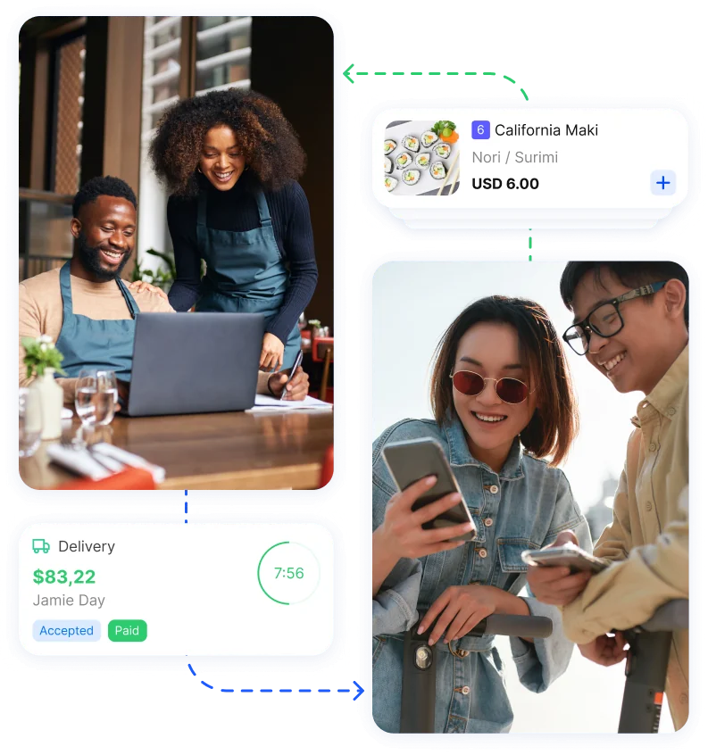 Online food ordering system dashboard for a restaurant