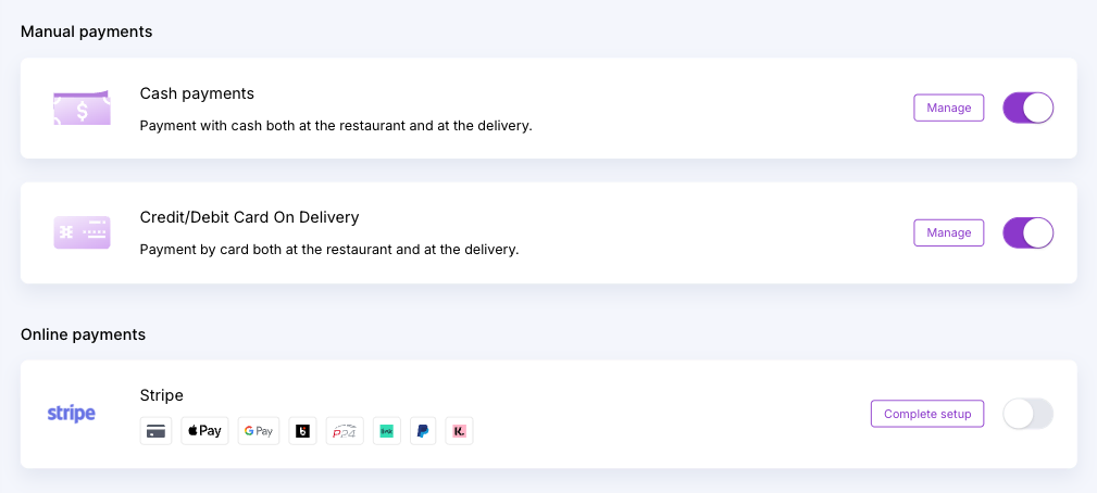 Payments providers