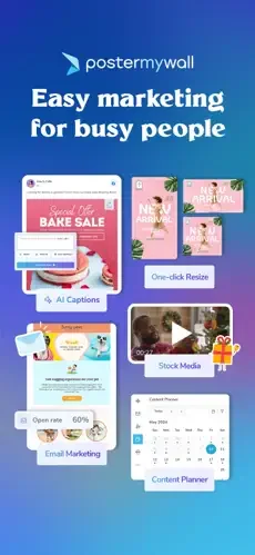 PosterMyWall menu making app screenshot