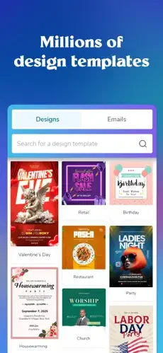 PosterMyWall menu making app screenshot