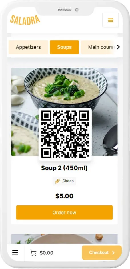QR code menu template — example 1