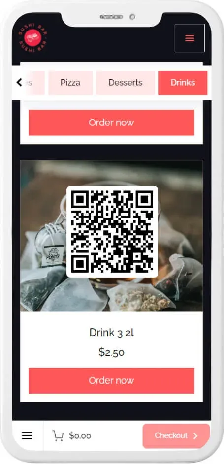 QR code menu template — example 2