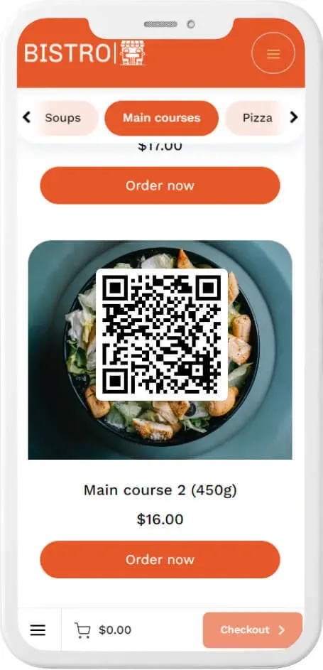 QR code menu template — example 4