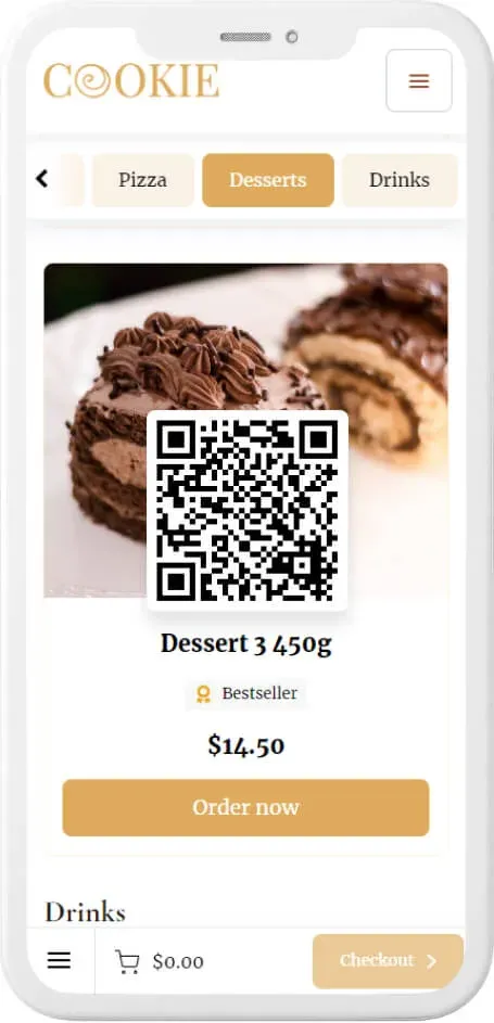 QR code menu template — example 6