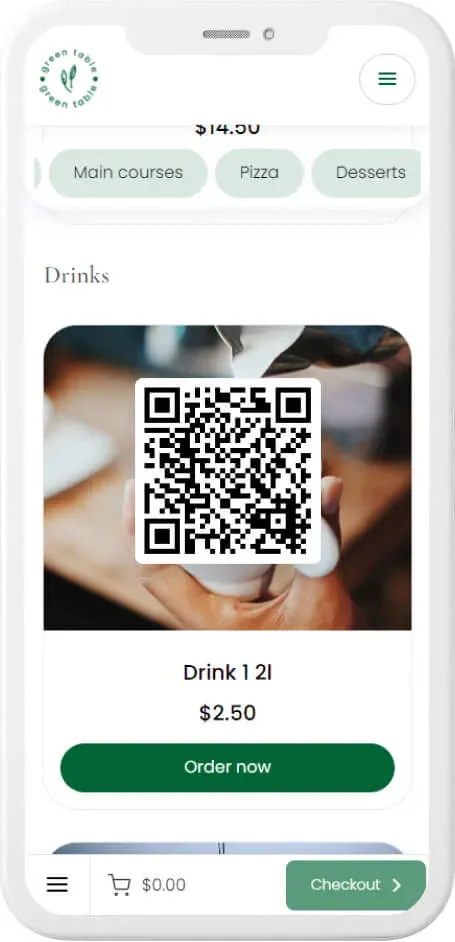 QR code menu template — example 9