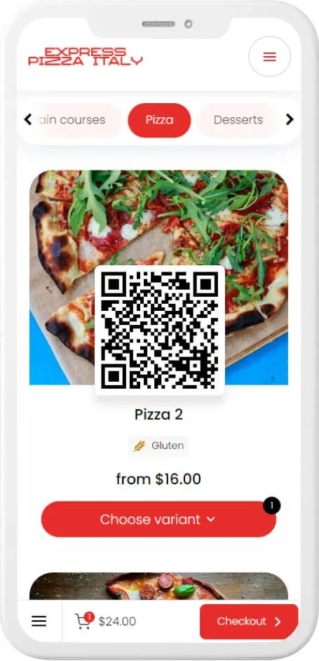 QR code menu template — example 12