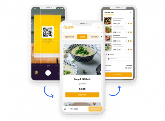QR Code menu ordering example