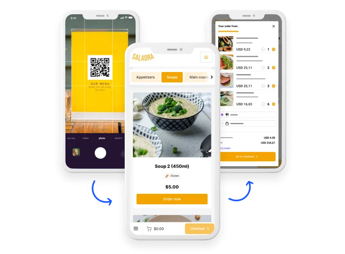 QR Code menu ordering example