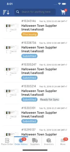 BlueCart restaurant app screenshot
