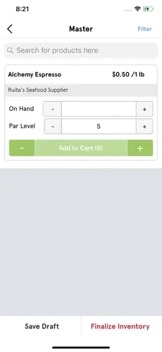 BlueCart restaurant app screenshot
