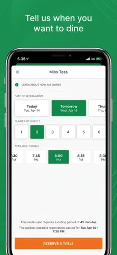 Eat App restaurant app screenshot