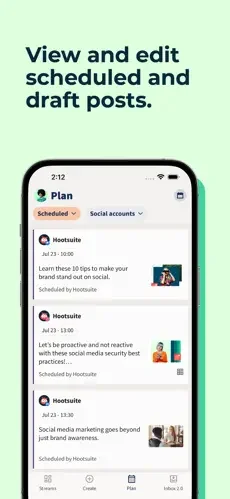 Hootsuite restaurant app screenshot