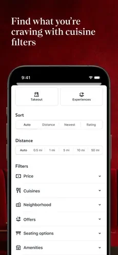 OpenTable restaurant app screenshot