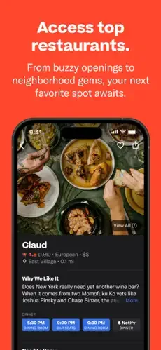 Resy restaurant app screenshot