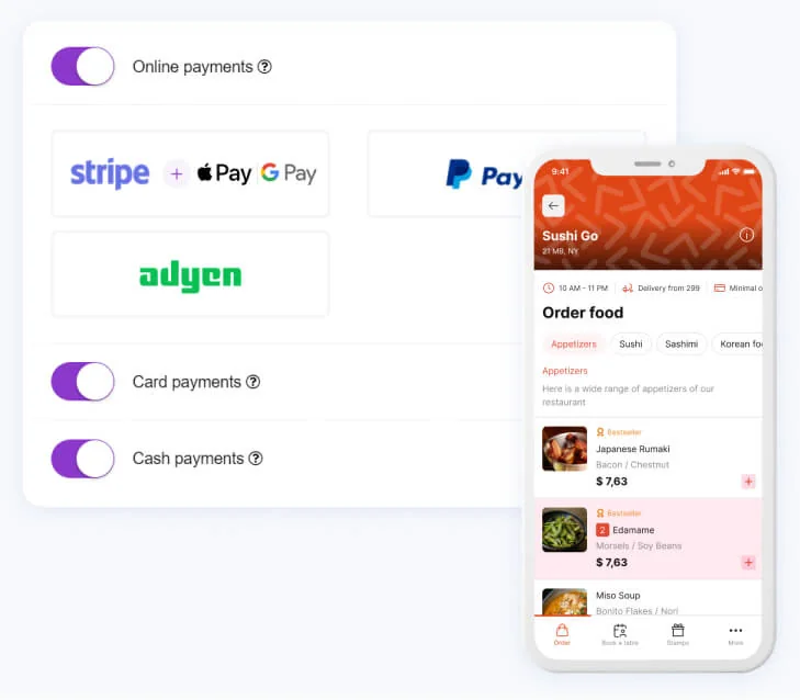 Restaurant automation software like UpMenu can collect mobile payments through a number of third-party solutions