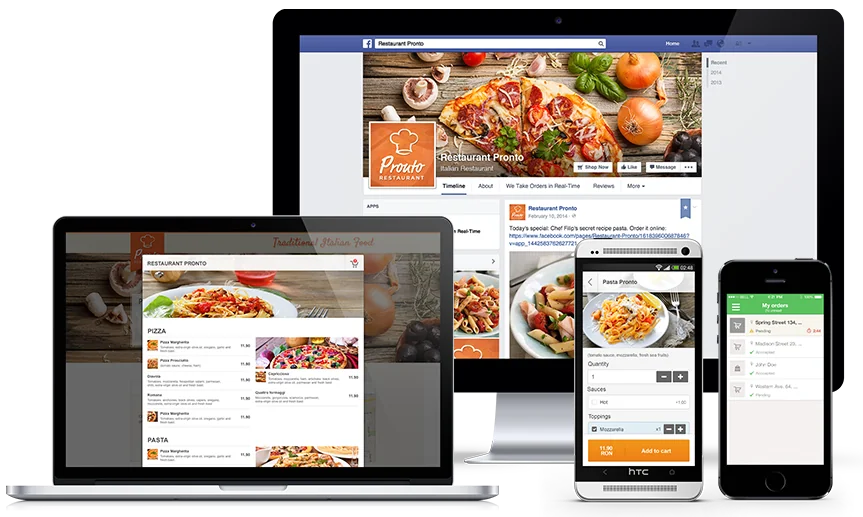 Restaurant menu builder design example for all devices