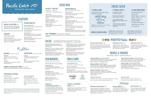 A one-page restaurant menu example