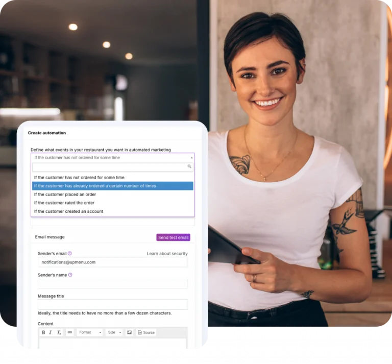 Restaurant email marketing campaign editor