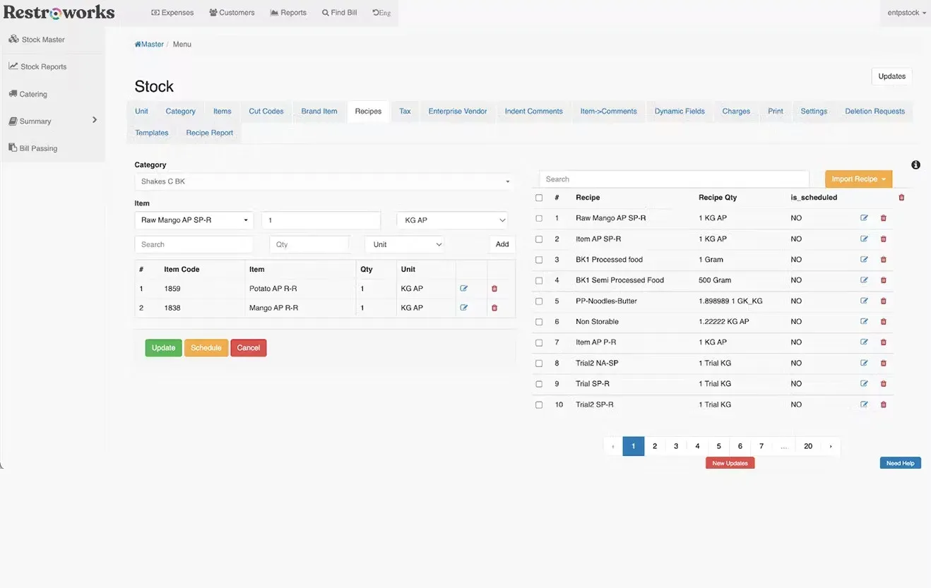 Restroworks POS order-management screen
