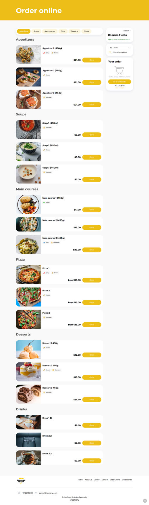 Romana Fiesta Menu template