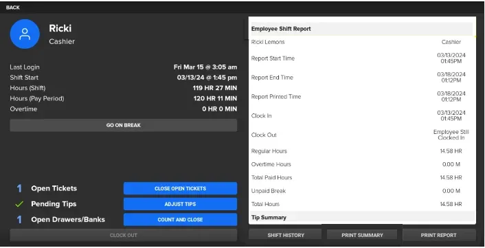 SkyTab by Shift4 online ordering dashboard