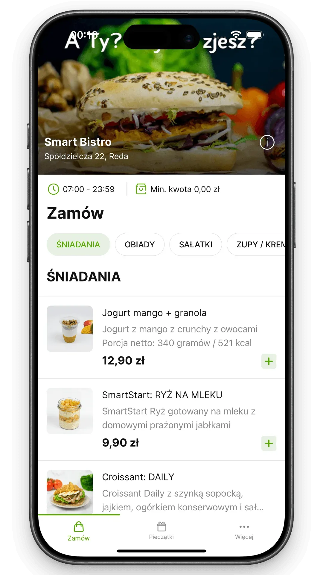 Smart Bistro - aplikacja mobilna, ekran 2