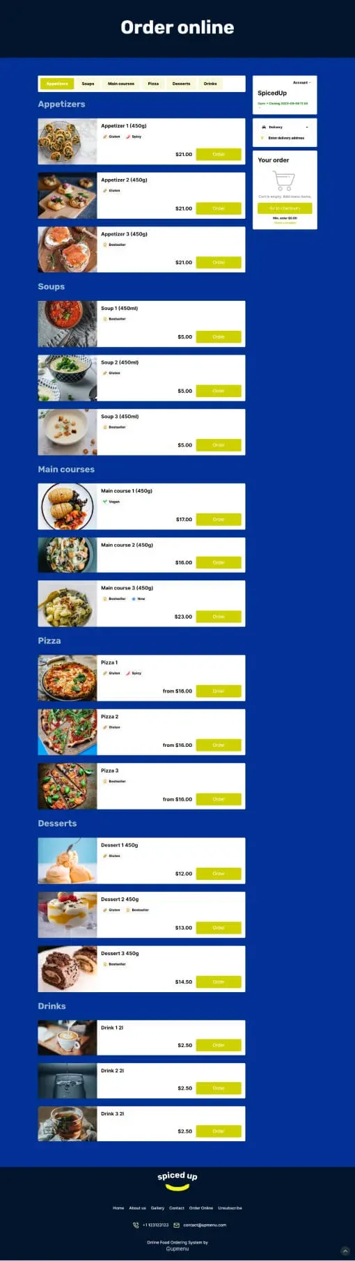 Spiced Up Menu template