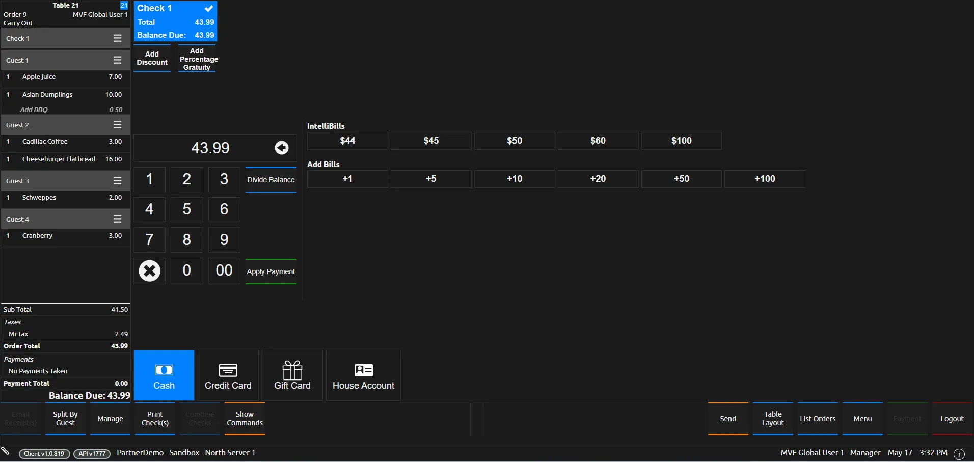 SpotOn POS online ordering and dashboard view