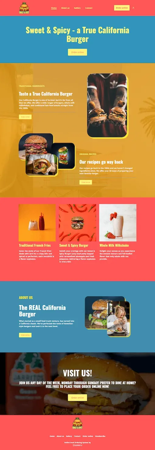 Sweet & Spicy Burger website template
