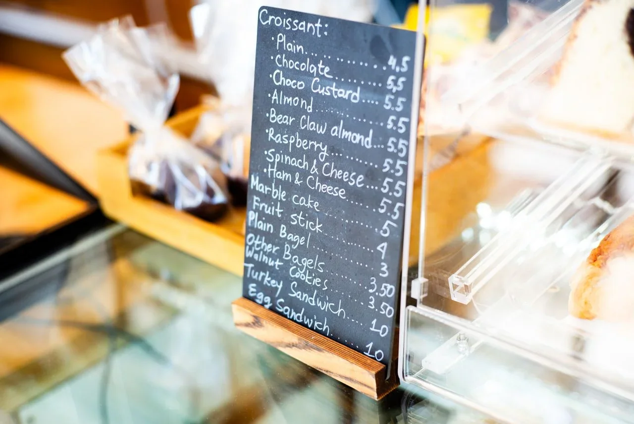 Example of table tent menu