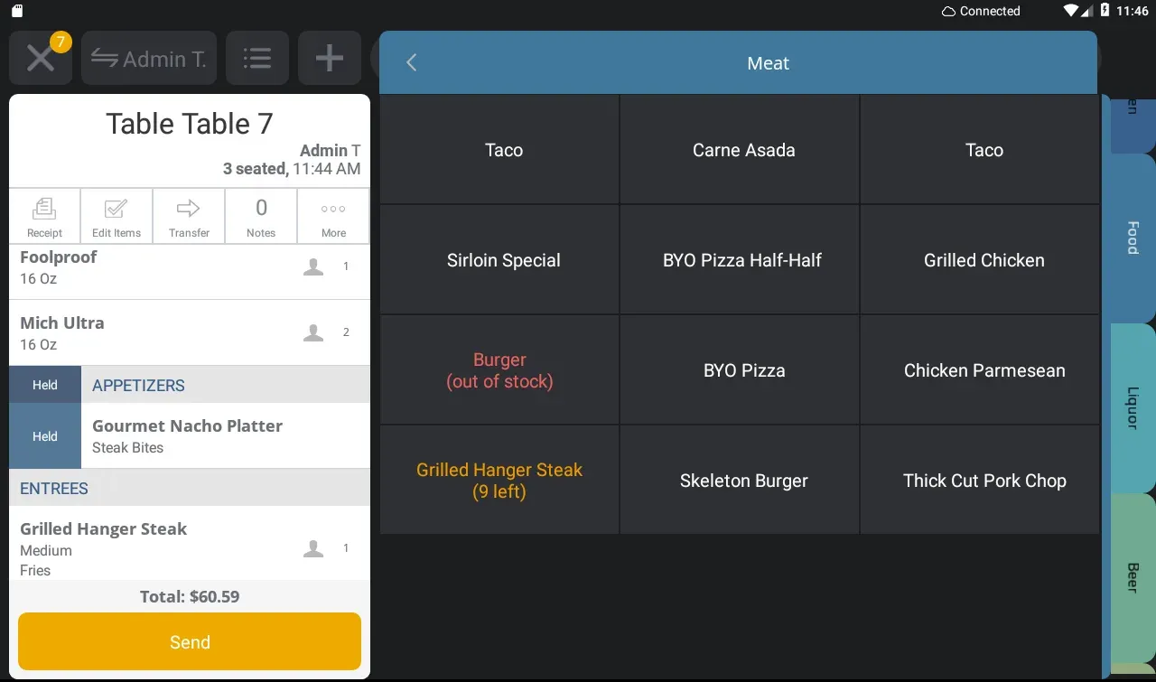 Upserve POS table management view