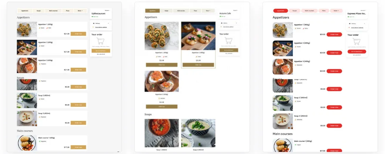 Use menu templates to write a menu