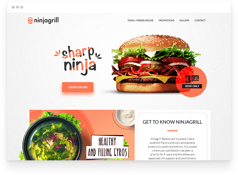 Ninjagrill online burger ordering option on desktop device