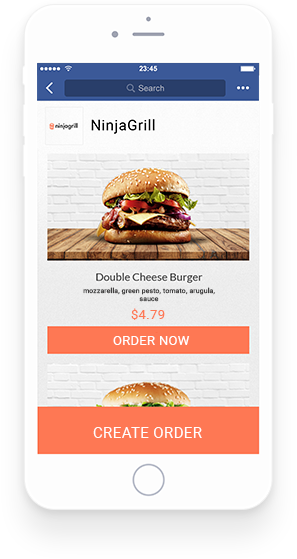 Ninjagrill food order on restaurants mobile Facebook page