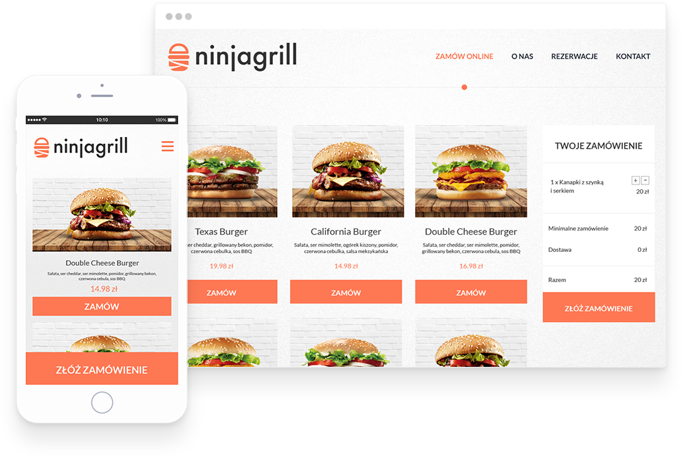 catering software on Ninjagrill restaurant website and mobile app