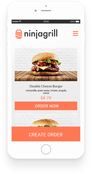 Easy online ordering presented on the mobile app for food delivery