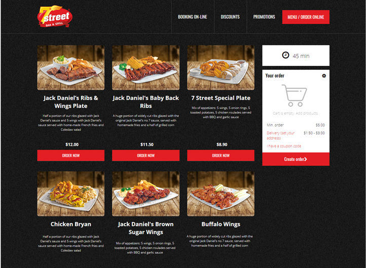 7Street website with catering online ordering software