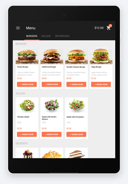 order example in mobile app