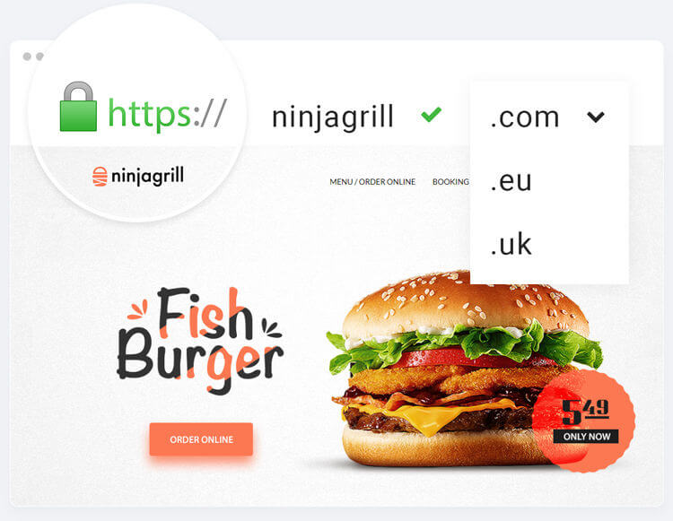 create website for restaurant with security certificate feature in best restaurant website builder by UpMenu