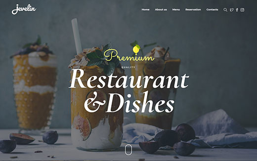  The Jevelin food restaurant wordpress theme is ideal for any food and drink business