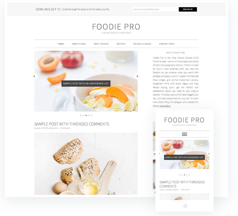 Foodie Pro wordpress for restaurants theme is a light and modern theme for any restaurant business