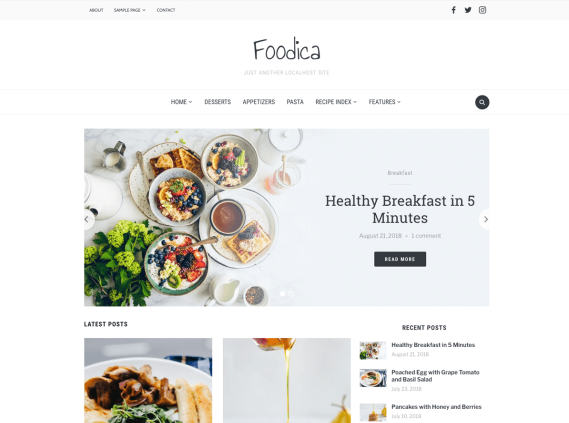An example of the Foodica wordpress theme