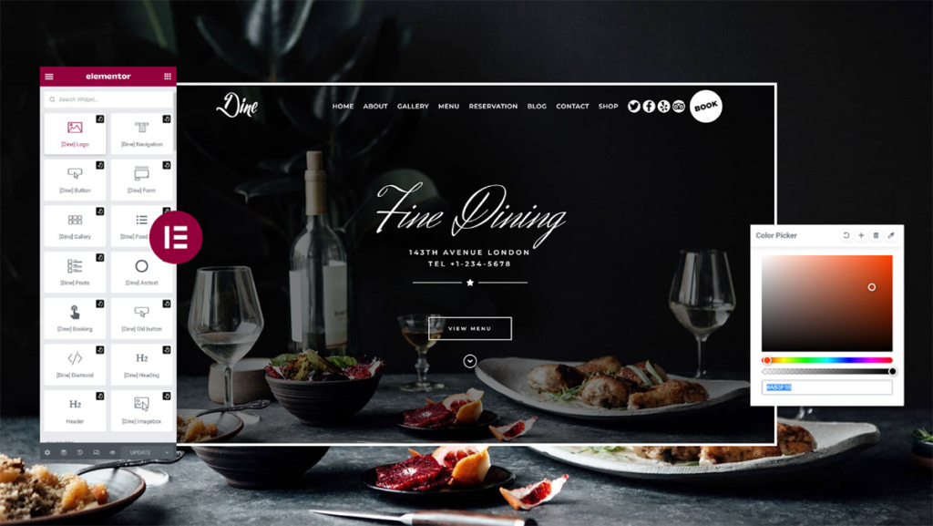An example of the Dine wordpress theme