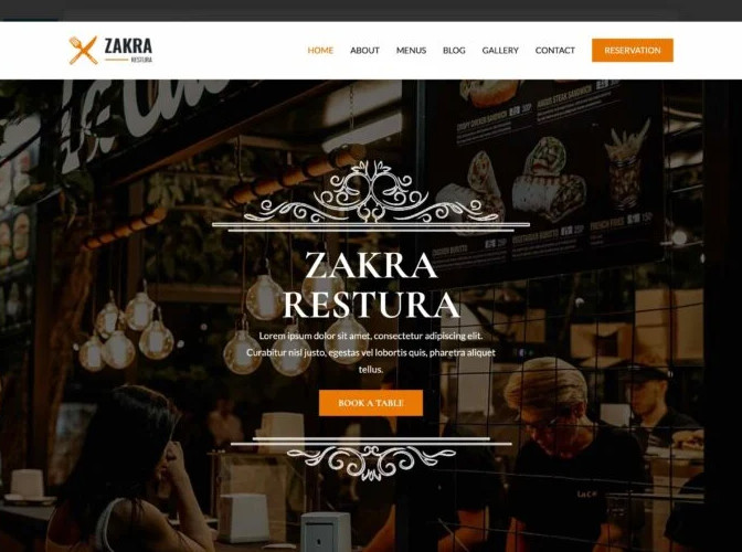  An example of the Zakra Restaurant wordpress theme