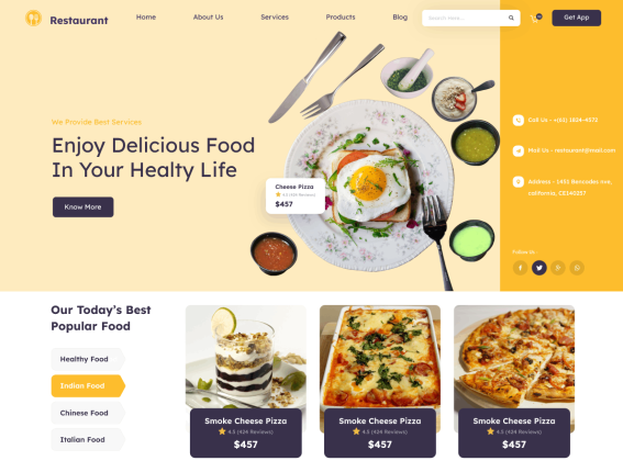  An example of the Foodie Restaurant wordpress theme