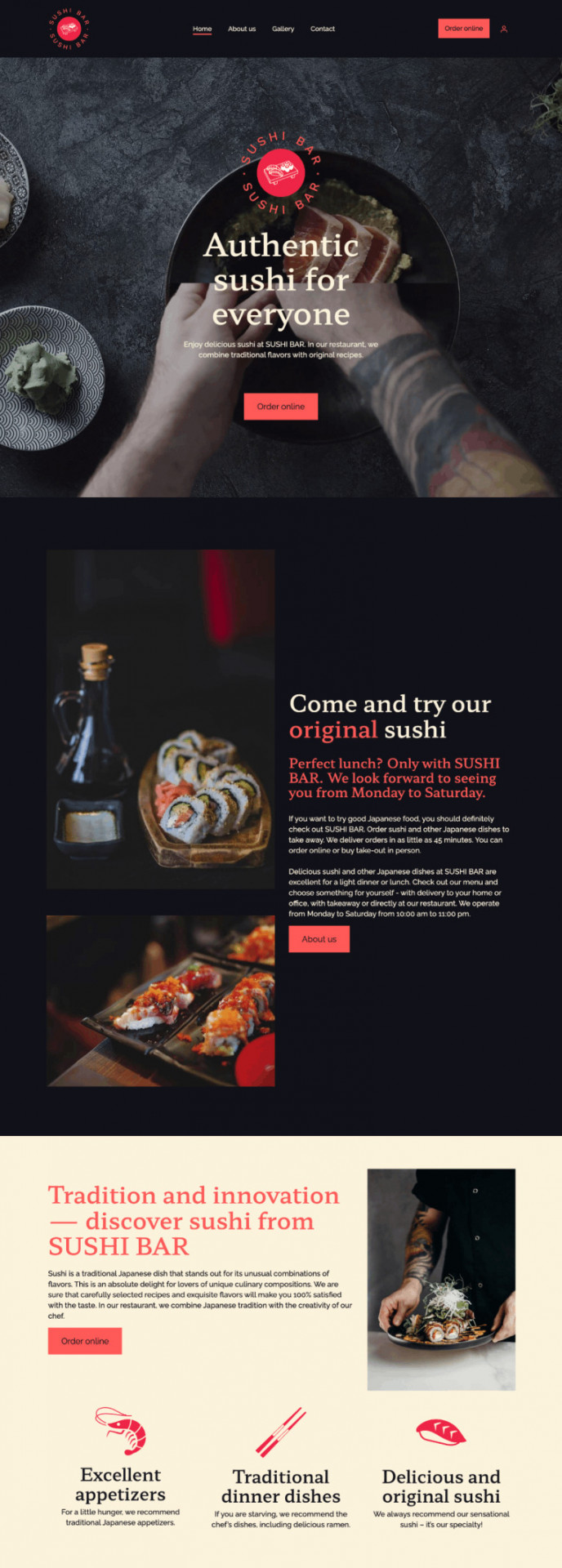  An example restaurant page for sushi restaurants